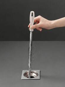 长柄管道疏通器，柔性毛发清除管道刷，适用于浴室厨房水槽淋浴管道堵塞的管道清洁工具，管道清洁用品 - 白色 - 查看 5