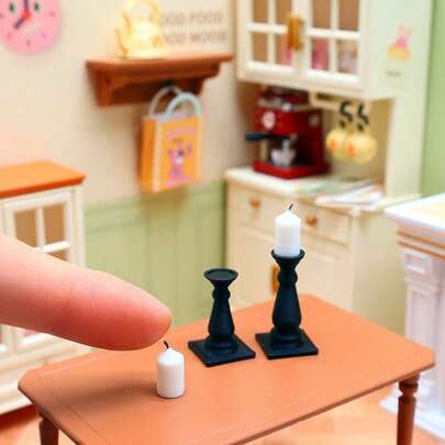 4 Pieces / 1 Set - Plastic Material. Cross-Border Dollhouse Dollhouse. 1:12 Miniature Scene Mini Candle Vintage Decorative Item Model. Suitable For Dollhouse Decoration, Accessories, And Holiday Gifts.