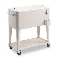 80 Quart Rolling Cooler Cart 4 Wheel Picnic Camping Beverage Cart Ice Beer Chest - 1 - 查看 9