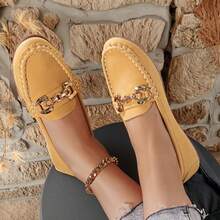 1 Pair Women's Casual Slip-On Flat Loafers, College Style Versatile Yellow Moccasins For Daily, Outdoor, Commute, Sports, Suitable For All Seasons, Ramadan/Holiday Gift - Turmeric 10 - View 4