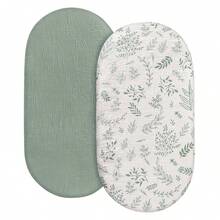 婴儿棉纱布床单，透气弹力舒适贴身棉纱布婴儿床垫床单，男女宝宝通用，适用于椭圆形、长方形摇篮垫，尺寸 33 英寸 x 17 英寸 - 彩色 - 查看 16