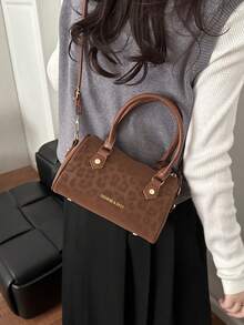 新款复古豹纹小手提包，时尚托特包、单肩包、斜挎包、波士顿枕形包 - 彩色 - 查看 8