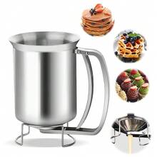 不锈钢手持式面糊分离漏斗 - 手动纸杯蛋糕煎饼分配器，带支架，无需用电的烘焙厨房工具 - 彩色 - 查看 7