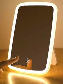 1pc LED Makeup Mirror With Front Lights, 3 Lighting Modes Rechargeable Vanity Mirror, Modern Style With Battery Touch Control, Portable Foldable Makeup Mirror, Ideal For Everyday Use, Gifts For Women, Students, INS Style Design - Nhiều màu - Xem 5