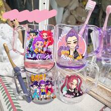 Mattel Witch Hunter K-POP Rinsing Cup Cartoon Toothbrush Cup Household Toothbrush Girl Children Cute Plastic Wash Basin, Suitable For Bathroom And Dormitory, Cute Minimalist Design, Durable Anti-Drop, Suitable For Bathroom Rinse Cup Toothbrush Holder, Ideal Gift For Holidays And Birthdays - Multicolor - View 2