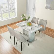 Modern Rectangular Dining Table 120cm - 160cm, Extendable, Storage Table Legs With Metal Base, White, Black.