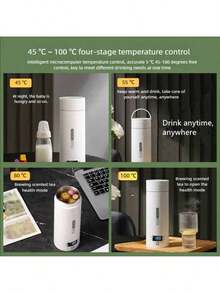 New Portable Electric Water Cup, Multi-Function Electric Kettle, Mini Electric Insulated Water Cup, Suitable For Dorm, Home, Travel, Capacity: 450ml - EU F Type Plug(220-240V) - View 7