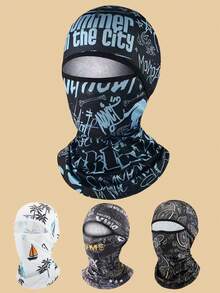 Men's Graffiti Warm Face Mask - Breathable, Sweat-Absorbent, UV Protection, Integrated Neck Guard Design, Comfortable For Outdoor Cycling, Hiking - Multicolor - View 8