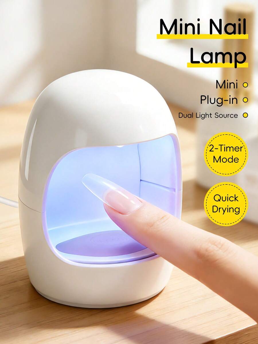 XEIJAYI 1pc 3-Light USB Nail Dryer, White Egg-Shaped Design, Mini UV LED Lamp, Nail & Eyelash Tool, 45s/60s Fast Curing Gel Polish
