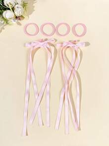 6pcs/Set Women's Fashion Long Ribbon Bow Hair Clips & Scrunchies Combo, Versatile Casual Elegant Cute Bow Hair Accessories, Suitable For Daily Commute, Holidays, Parties, Outings, Gifting - Multicolor - View 12