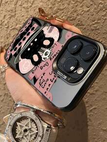 1个彩色银色兔子爱心卡通防摔全包手机壳，适用于 11/12/13/14/15/16/17/Pro Max - 粉色 - 查看 3