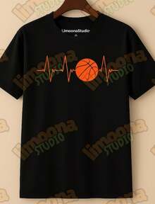 Basketball Heartbeat PNG For T-Shirts, Sports & Gift Design, Digital PNG, Athletic Hea - 黑色 - 查看 1