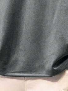 Camiseta de manga corta de cuello redondo casual de tela de ante suave, uso diario versátil y de moda para adolescentes, verano - Gris - Ver 4