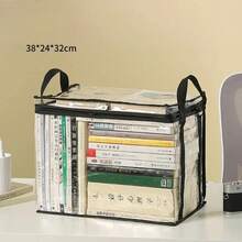 Foldable Book Box For Student Dormitory, Classroom Book Organizer, Clear, Waterproof, Home Book Organizer Storage Box 7ALR - Big Black - View 10