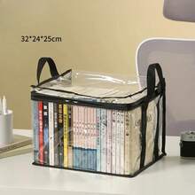 Foldable Book Box For Student Dormitory, Classroom Book Organizer, Clear, Waterproof, Home Book Organizer Storage Box 7ALR - Big Black - View 9