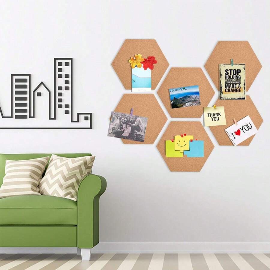 1 Set Peel And Stick Cork Board With Adhesive Backing, Perfect For Room Decor, Photo Wall, Clutter Organization, Bedroom Poster Display, Classroom Decor, Office Memo Board, Photo Display, Back To School Classroom Decor, Coaster Set, Poster Display Board, Valentine's Day Decor, Hanging Bulletin Board - Multicolor - View 1