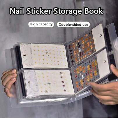 1pc Maximize Your Storage Space With Our Double-Sided Nail Sticker Storage Book. Unlike Single-Sided Albums That Waste Half Their Potential, Each Pocket In Our Book Is Usable On Both Sides, Effectively Doubling Your Storage Capacity.