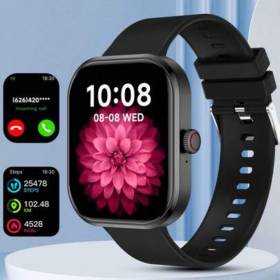 2026款智能手表，2.01英寸高清大屏，男女通用，具备通知/来电提醒、闹钟、久坐提醒功能，生日/情人节礼物之选。