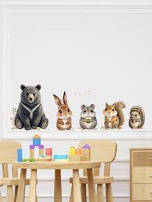 Animal Bear Rabbit Hamster Hedgehog Pattern Self-Adhesive Wall Paper PVC For Bedroom Living Room Decor Spring Refreshment Fashionable New - Multicolor - View 3