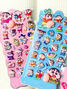 1张随机款式3D卡通贴纸，防水蜡笔小新装饰浮雕贴纸，适用于装饰手机壳、笔记本电脑、行李箱、杯子、滑板、笔记本、吉他等。非常适合日常使用、儿童生日礼物、返校用品。 - 彩色 - 查看 3