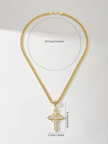 1件欧美经典铜镶嵌锆石十字架吊坠项链，限量版嘻哈风格守护之光，适合作为圣诞节/感恩节/万圣节/母亲节/情人节礼物送给情侣/朋友/教父母，也适合天主教初领圣体、日常及节日佩戴祈祷。 - 金黃色 - 查看 7