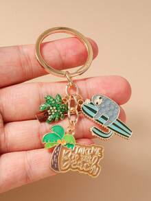 1pc Creative Multi-Color Mushroom, Letter, Coconut Tree, Cactus Keychain, Everyday Carry Key Ring For Women - Multicolor - View 7