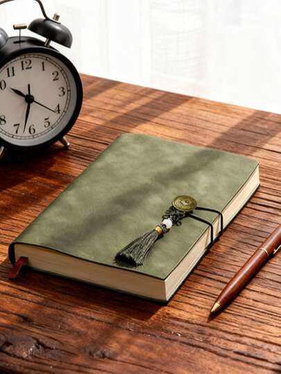 1pc A5 Vintage Matte PU Leather Thick Notebook - Business Office Meeting Notepad, Retro Style Business Work Journal, Tactile Portable Leather Stationery, Suitable For Business And Study