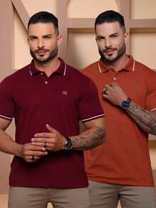 Kit Of 2 High Quality Polo Shirts 100% Cotton Men's Basic T-Shirt Autumn Spring Spring/Autumn Summer Winter All Spring/Summer Autumn/Winter Spring/Summer/Autumn Regular Fit Christmas Thanksgiving Valentine's Day Pride Month Teacher's Day Father's Day Polo Shirt - 瑪薩拉和地球 - 查看 9