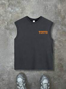 Boys' Tokyo Racing Graphic Tank Top - Underground Drift Car Print Y2K Streetwear Loose Sleeveless Summer Skate Hangout Top - Dark Grey - View 2