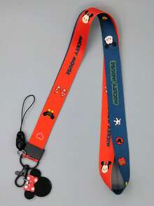 4pcs Disney Cartoon Student Campus Meal Card Holder, Mickey Mouse Lanyard ID Card Case, Badge Holder, Subway/Bus Pass Holder, Campus Card Holder, Kindergarten Card Holder, 1pc Lanyard + Clip, Card Holder Set + Lanyard "Campus...Frame" - Multicolor - View 9