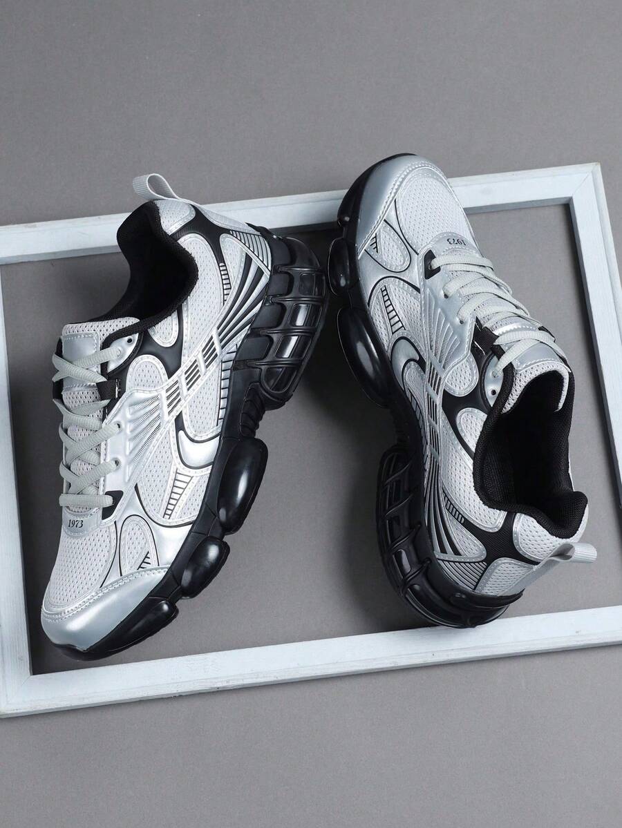 Low Top Men's Sports Shoes Sneakers Men Casual Running Shoes Jogging Shoes Male Walking Shoes Daily Fashionable Footwear Tennis Streetwear - Grey - View 1