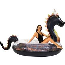 Balsas inflables gigantes para 2 a 3 personas, para piscina, playa y lago - Gigantesco dragón marino con purpurina negra de 2 a 3 personas - Ver 4