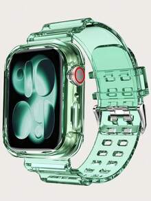 Glitter Bling Jelly Clear Band Case Compatible With Apple Watch Band With Bumper Case 49mm 46mm 45mm 44mm 42mm 41mm 40mm 38mm, Hard Crystal Clear Sport Strap Compatible With IWatch SE Ultra 3 2 Series 11 10 9 8 7 6 5 4 3 2 1 For Boy Girl Hollow No Include Watch - Multicolor - View 59