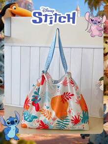 Disney 1 Pc Officially Licensed Stitch Pattern Shopping Bag High-Capacity Foldable Tote Bag Drawstring Shoulder Bag Lightweight Big Bag Official Licensed - Verifiable For Lady/Girls/Women Perfect For Daily/Shopping/Going Out - Multicolor - View 10
