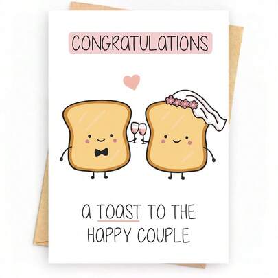 1pc, Wedding Card, Congratulations Card, Toast, Happy Couple Including Envelope, Small Business Supplies, Thank You Cards, Birthday Gift, Cards, Unusual Items, Gift Cards