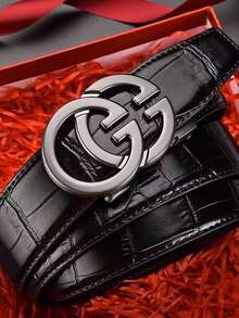 1条男士真皮皮带，配合金自动扣，高端百搭时尚休闲裤腰带 - 彩色 - 查看 18