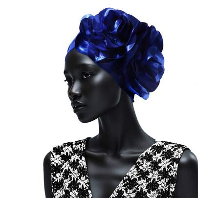 African Print Headwrap, Extra Large Floral Turban, Wedding Party Headwear  C40-13