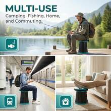 可折叠凳，高度可调节，带提手，重型便携式伸缩凳，适用于露营、钓鱼、徒步旅行、旅行和室内使用，最大承重330磅。重型可折叠凳，高度可调节，防滑设计，便携式折叠凳，适用于户外露营、钓鱼、旅行和室内使用。 - 彩色 - 查看 2