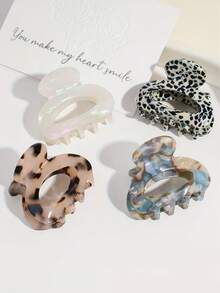 1 Peça Presilha de Cabelo de Acetato com Estampa de Leopardo, Presilha de Cabelo Minimalista Retrô, Acessório Elegante para Uso Diário, Férias, Transporte, Festa, Reunião, Presente Ideal para Mulheres, Presilha de Cabelo da Moda de Volta às Aulas - Multicolorido - Visão 2