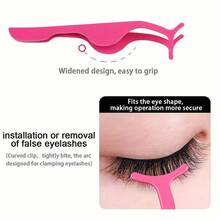 3件套弯头睫毛镊子套装 - 双头眉刷和睫毛夹、尖头剪刀和假睫毛辅助工具 - 方便假日和旅行使用 - 彩色 - 查看 3