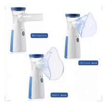 Nebulizador, Nebulizador portátil, Termometro infrarrojo y oximetro dedo, Máquina de nebulización para adultos y niños, para problemas respiratorios, máscaras de nebulización Nebulizador de malla, Hidratación facial - Azul y blanco - Ver 5