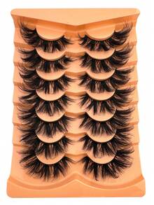7 Pairs Thick Long Dramatic 3D Faux Mink Eyelashes, Full Strip Lashes, Natural Looking Fluffy Cat Eye Lashes, Russian Volume False Eyelashes - Lông mi Criss Cross - Xem 2
