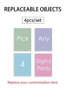4Pcs Customized Unframed Canvas Print Set, Personalized Canvas Gift, Custom Photo Canvas Prints, Home Decor Living Room, Custom Photo Collage, Gift For Couples Families Friends - Multicolor - View 14