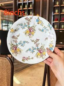 6/8/10 Inches Autumn Floral Ceramic Plates, Dessert Plates, Dinner Plates, Home Serving Plates, Fruit Plates, Snack Plates, Nut Plates, Appetizer Plates, Party Supplies, Hotel Tableware, Elegant Gifts - Multicolor - View 15