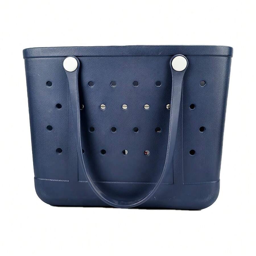 [Rubber Beach Bag] Extra Large Rubber Beach Bag Tote Bag | For Women Large Sandproof Travel Tote Bags For Beach Outdoor Sports - Dark Blue - 查看 1