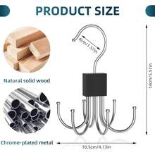 Multi-Purpose Rotatable Belt Hanger & Organizer For Closet - Space-Saving Storage For Belts, Tank Tops, Hats, Scarves, Bras,Ties,  And Purses - 黑色 - 查看 5