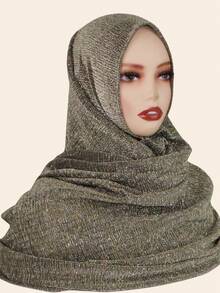 1件女士时尚褶皱纹理围巾，马来西亚头巾披肩 - 壓皺長巾 - 查看 3