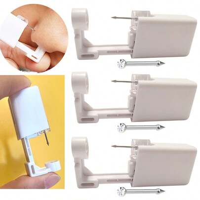 2/4/10pcs Disposable Sterile Nose Piercing Tool Kit With Stainless Steel CZ Nose Stud