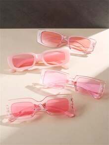 1 pieza/2 piezas/3 piezas Gafas de moda rosas Y2K con montura cuadrada, ideales para hombre y mujer, ideales para playa, verano y fiestas. Gafas de moda rosas ovaladas con montura pequeña, ideales para fiestas, conjuntos y regalos. - Multicolor - Ver 9
