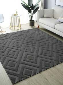 Large 3D High Relief Velvet Rug For Living Room/Bedroom, 1.45 X 1.95 Meters, Non-Slip. - Kim cương xám đậm - Xem 1